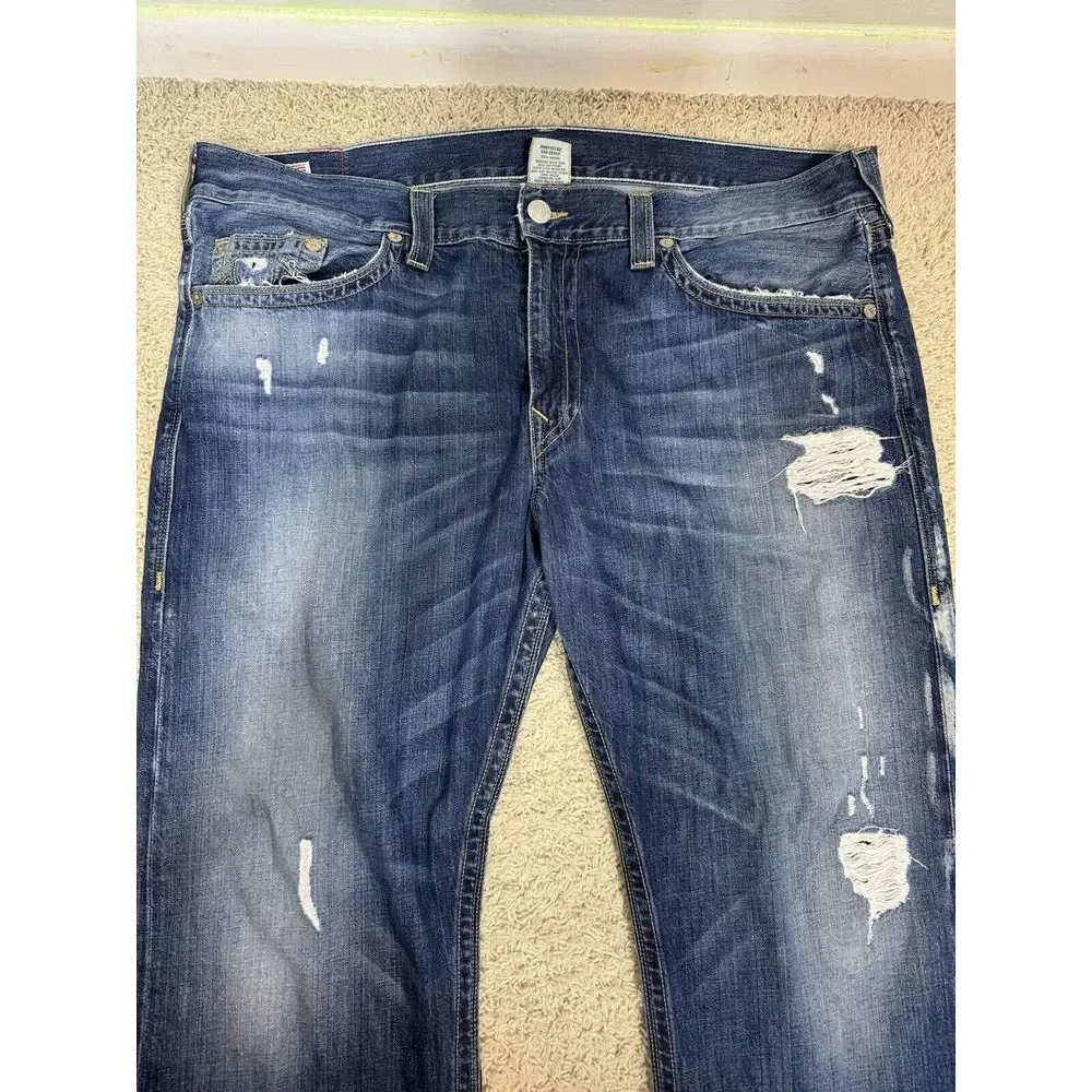 True Religion Mens Bobby Super T Jeans Thick Stitch Flap Pockets‎ Size 42 X 33